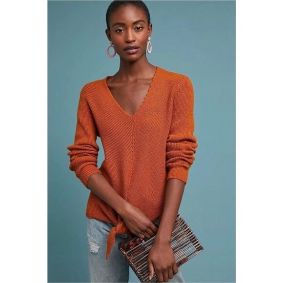 Moth Anthropologie Freeport Ribbed Sweater Tie Front Size Small Women's - Picture 1 of 5